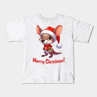 Cute Santa Kangaroo Kids T-Shirt